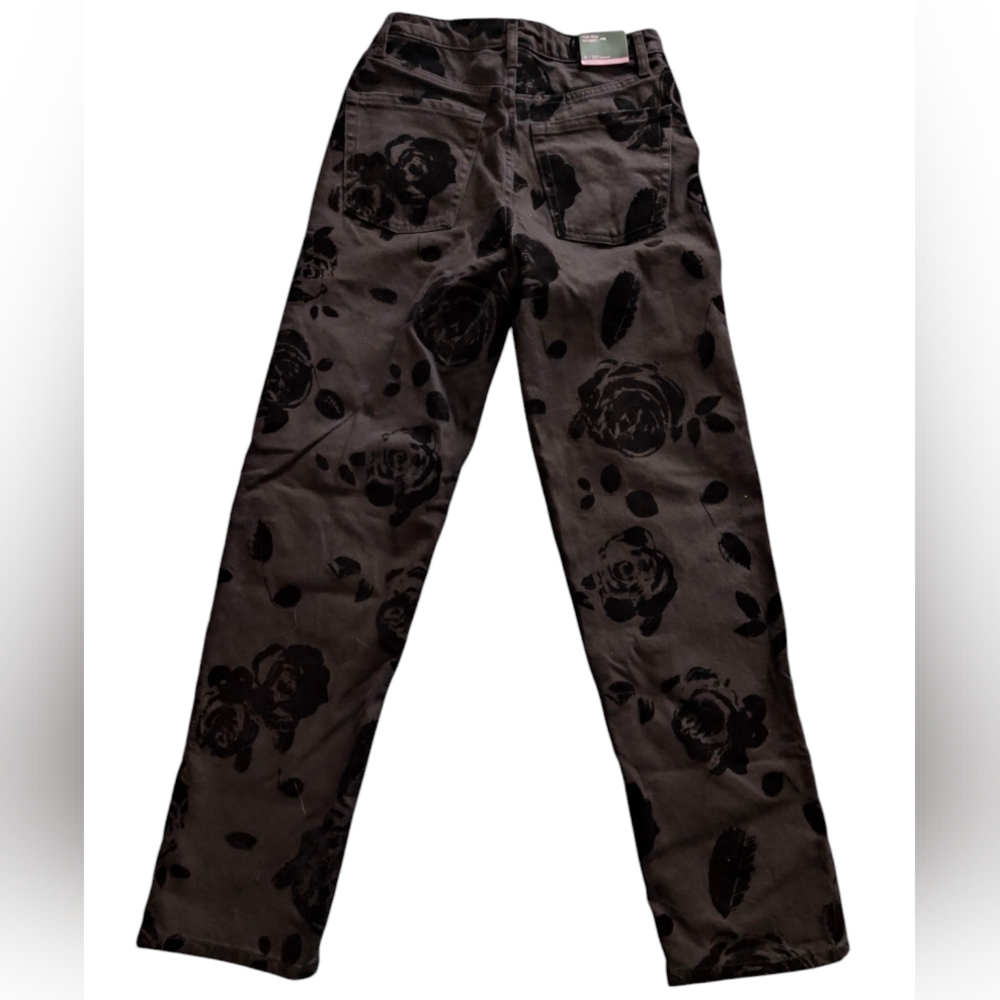 Floral Black Women's Jeans 6 - Picture 2 of 6